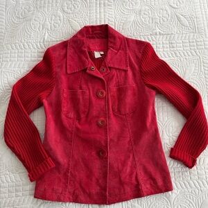Red Vintage Women’s AMI 100% Leather Y2K Western Button Jacket Small Ribbed